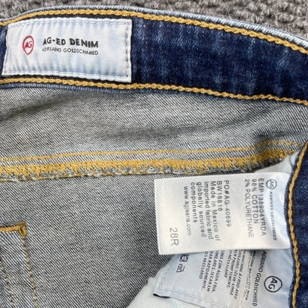 AG Adriano Goldschmied Womens Blue Whisker Denim Legging Ankle‎ Skinny Jeans 28R